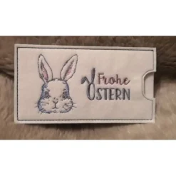 Schokoladenhülle aus Filz bestickt, rechteckig, Ostern