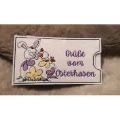 Schokoladenhülle aus Filz bestickt, rechteckig, Ostern