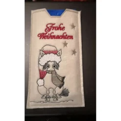 Schokoladenhülle aus Filz bestickt, rechteckig, Weihnachten