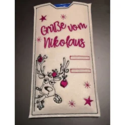 Schokoladenhülle aus Filz bestickt, rechteckig, Weihnachten