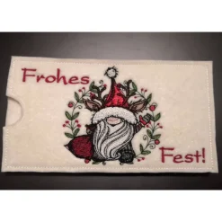 Schokoladenhülle aus Filz bestickt, rechteckig, Weihnachtswichtel