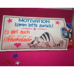 Schokoladenhülle, geschenkhülle, Verpackung wiederverwendbar, Katze, Motivation, gute Besserung