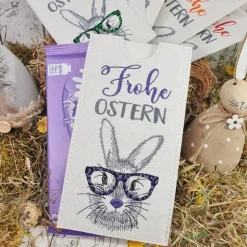 Schokoladenhülle zu Ostern aus Glitzer - Kunstleder in verschiedenen Farben