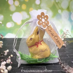 Schoko-Osterhase im Chiffonbeutel  - Ostergeschenk, Mitbringsel, Ostern, Gastgeschenk, Schokohase, Osterdeko, Schokolade