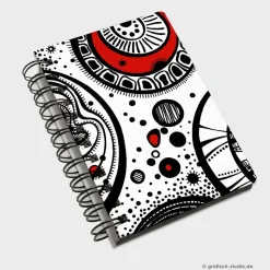 Schreibwaren-Geschenkset "Kreise", Notizblock, Lesezeichen, Kunstkarte, Handgemachte Kreativität für jeden Anlass