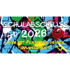 Schulabschluss Banner - 100 x 50 cm | Graffiti - personalisierbar mit Wunschtext