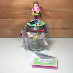 Schulanfang Einschulung Geldgeschenk Geschenkglas personalisierbar für Mädchen