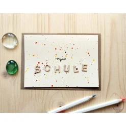 Schuleinführungs-Karte "Hallo Schule" - in 2 Farbvarianten