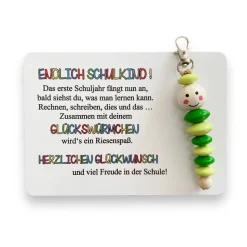 SCHULKIND 2024, Glückswürmchen, Geschenk Einschulung, Sorgenwürmchen, Ranzenbaumler, Worry worm, Mutmacher, Glücksbringe