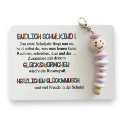 SCHULKIND 2024, Glückswürmchen, Geschenk Einschulung, Sorgenwürmchen, Ranzenbaumler, Worry worm, Mutmacher, Glücksbringe