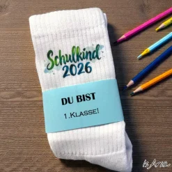 Schulkind 2026 Socken,Tennissocken, Personalisierbar, Strümpfe, Geschenkidee Einschulung