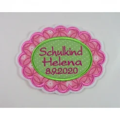 Schulkind Applikation mit Wunschnamen und Datum