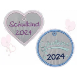 Schulkind Reflektor Anhänger - gestickt, Applikation, Aufnäher, Patch für Kinder, zur Schultüte