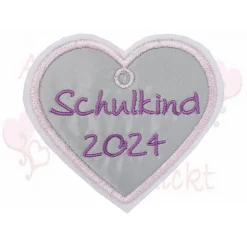 Schulkind Reflektor Anhänger - gestickt, Applikation, Aufnäher, Patch für Kinder, zur Schultüte