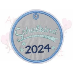Schulkind Reflektor Anhänger - gestickt, Applikation, Aufnäher, Patch für Kinder, zur Schultüte