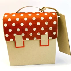 Schulranzen Schultasche aus Karton – Handgemachte Geschenkverpackung zur Einschulung (14,5 x 16 x 7,5 cm)