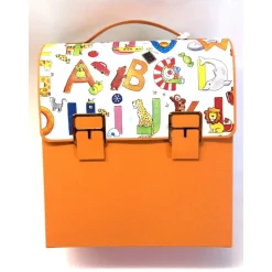 Schulranzen Schultasche aus Karton – Handgemachte Geschenkverpackung zur Einschulung (14,5 x 16 x 7,5 cm)