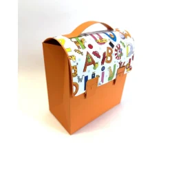 Schulranzen Schultasche aus Karton – Handgemachte Geschenkverpackung zur Einschulung (14,5 x 16 x 7,5 cm)