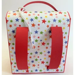 Schulranzen Schultasche aus Karton – Handgemachte Geschenkverpackung zur Einschulung (14,5 x 16 x 7,5 cm)