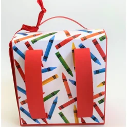 Schulranzen Schultasche aus Karton – Handgemachte Geschenkverpackung zur Einschulung (14,5 x 16 x 7,5 cm)