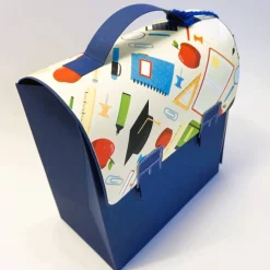 Schulranzen Schultasche aus Karton – Handgemachte Geschenkverpackung zur Einschulung (14,5 x 16 x 7,5 cm)