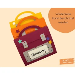Schulrucksack Bastelset | Einladung zur Einschulung | Schulranzen basteln | Einladungskarten zum Schulanfang