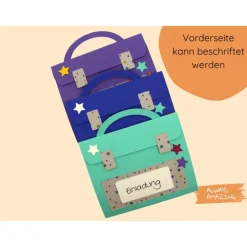 Schulrucksack Bastelset | Einladung zur Einschulung | Schulranzen basteln | Einladungskarten zum Schulanfang