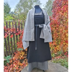 Schultertuch hellgrau kariert für Wikinger, Mittelalter oder im Alltag, Toraxacum