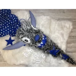 Schultüte / Zuckertüte "Monster" für den Schulstart, graues Fell, perfektes Geschenk zur Einschulung für Jungen & Mädchen, als Kissen