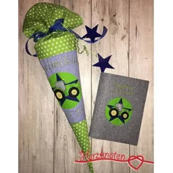 Schultüte / Zuckertüte "Traktor" für den Schulstart,Trecker, Stern, personalisierbar, zur Einschulung, Kinder