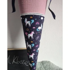 Schultüte aus Musselin und Baumwolle Einhorn 70cm
