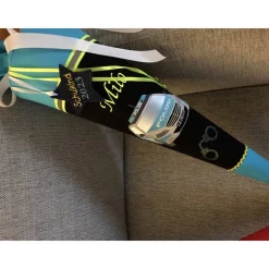 Schultüte aus Stoff bestickt mit Polizeiwagen, Namen und Datum 70cm Rohling