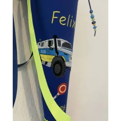Schultüte aus Stoff bestickt mit Polizeitruck, Namen und Datum 70cm Rohling