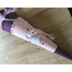 Schultüte aus Stoff bestickt mit einem Einhorn 3D, Namen und Datum 70cm Rohling