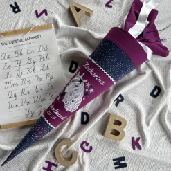 Schultüte aus Stoff für Mädchen passend zum ergobag Bärlaxy, Galaxy, Einhorn, 70 oder 85 cm