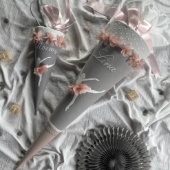 Schultüte Ballerina für Mädchen mit 3D Elementen, Pastell, 70 cm