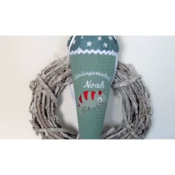 Schultüte Chamäleon Geschwistertüte personalisierbar Kindergartentüte Chameleon in grün Kitatüte bestickt