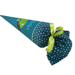 Schultüte Chamäleon, Zuckertüte mit Namen bestickt für Step by Step Schulranzen in petrol