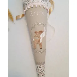Schultüte 70cm Kindergartentüte Geschwistertüte 35cm Reh Mädchen personalisiert mit Name