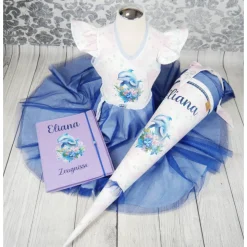 Schultüte Delfin Flieder Dunkelblau mit Glitzer Tüll 70cm 85cm   *personalisierbar Step by Step Butterfly Night Ina