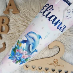 Schultüte Delfin Flieder Dunkelblau mit Glitzer Tüll 70cm 85cm   *personalisierbar Step by Step Butterfly Night Ina