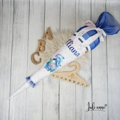 Schultüte Delfin Flieder Dunkelblau mit Glitzer Tüll 70cm 85cm   *personalisierbar Step by Step Butterfly Night Ina