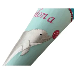 Schultüte Delfin, große Zuckertüte aus Stoff mit Namen bestickt für Mädchen & Jungen