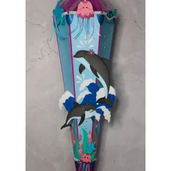 Schultüte Delfine „Skippy“ und „Ole“ 6-eckig 85 cm