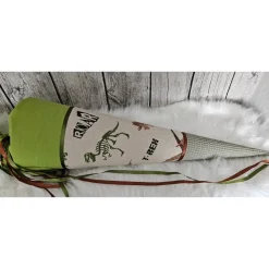 Schultüte Dino T-Rex aus Stoff in grün / 70cm für Junge