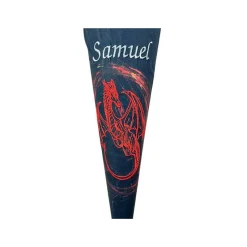 Schultüte Drache, Zuckertüte mit Namen bestickt, aufwendige Stoff-Schultüte, in zwei Farben erhältlich