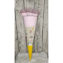Schultüte Einhorn aus Stoff in rosa, gelb / 70cm/ für Mädchen