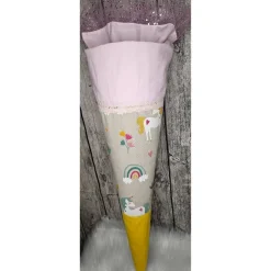 Schultüte Einhorn aus Stoff in rosa, gelb / 70cm/ für Mädchen