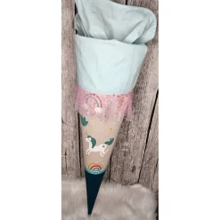 Schultüte Einhorn Mint, Petrol aus Stoff / 70cm für Mädchen
