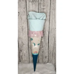 Schultüte Einhorn Mint, Petrol aus Stoff / 70cm für Mädchen